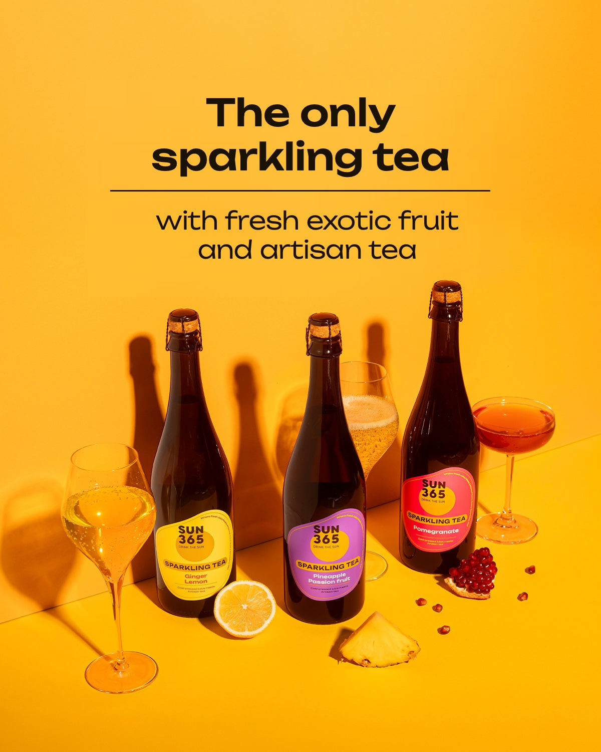 The only sparkling tea with fresh exotic fruit and artisan tea