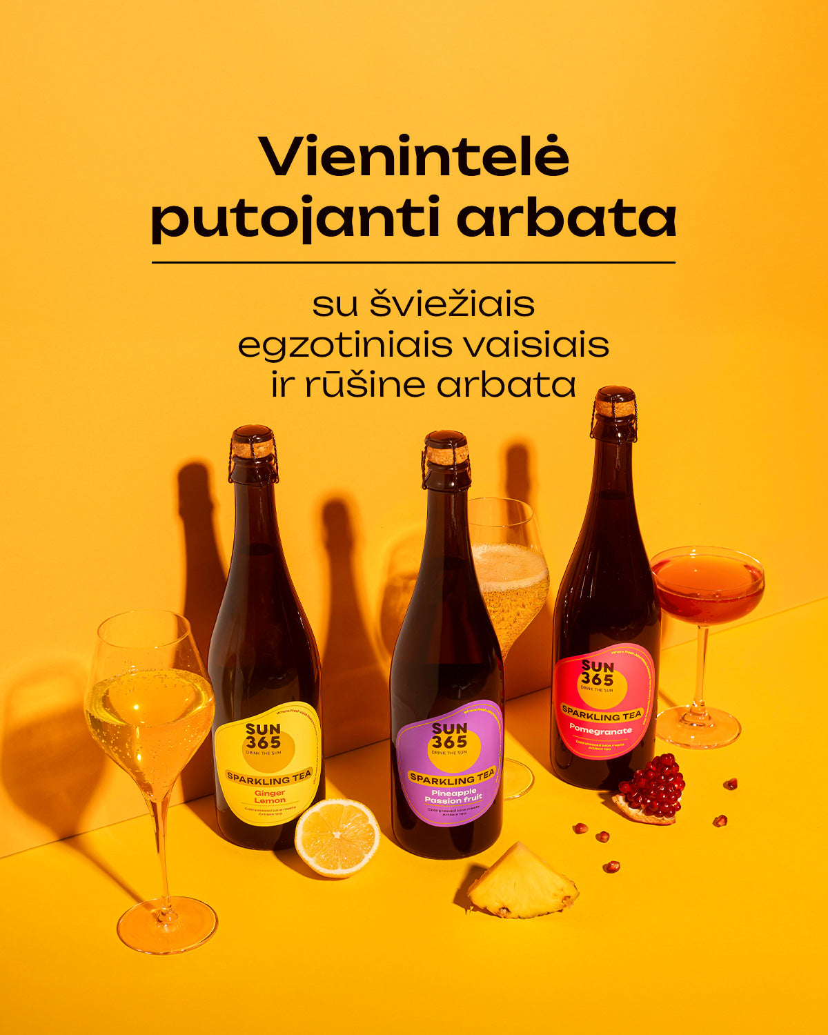 Vienintelė putojanti arbata su šviežiais egzotiniais vaisiais