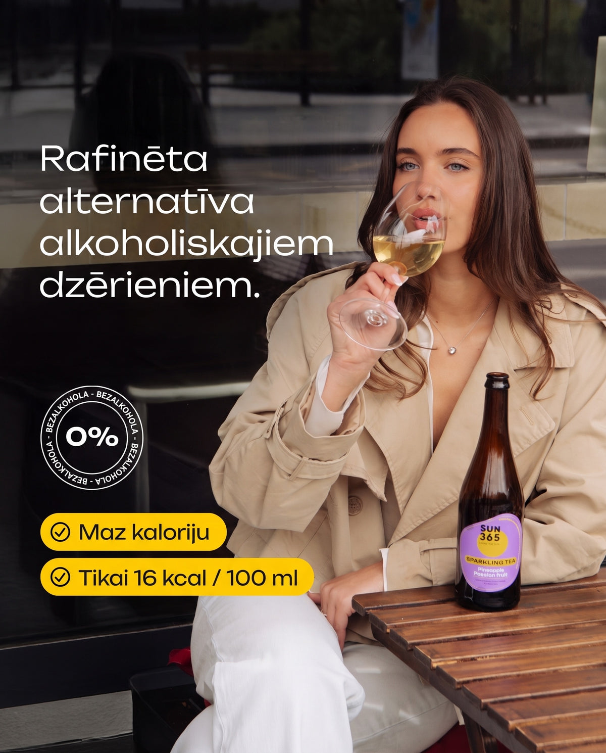 Rafinēta alternatīva alkoholiskajiem dzērieniem — maz kaloriju, bezalkohola